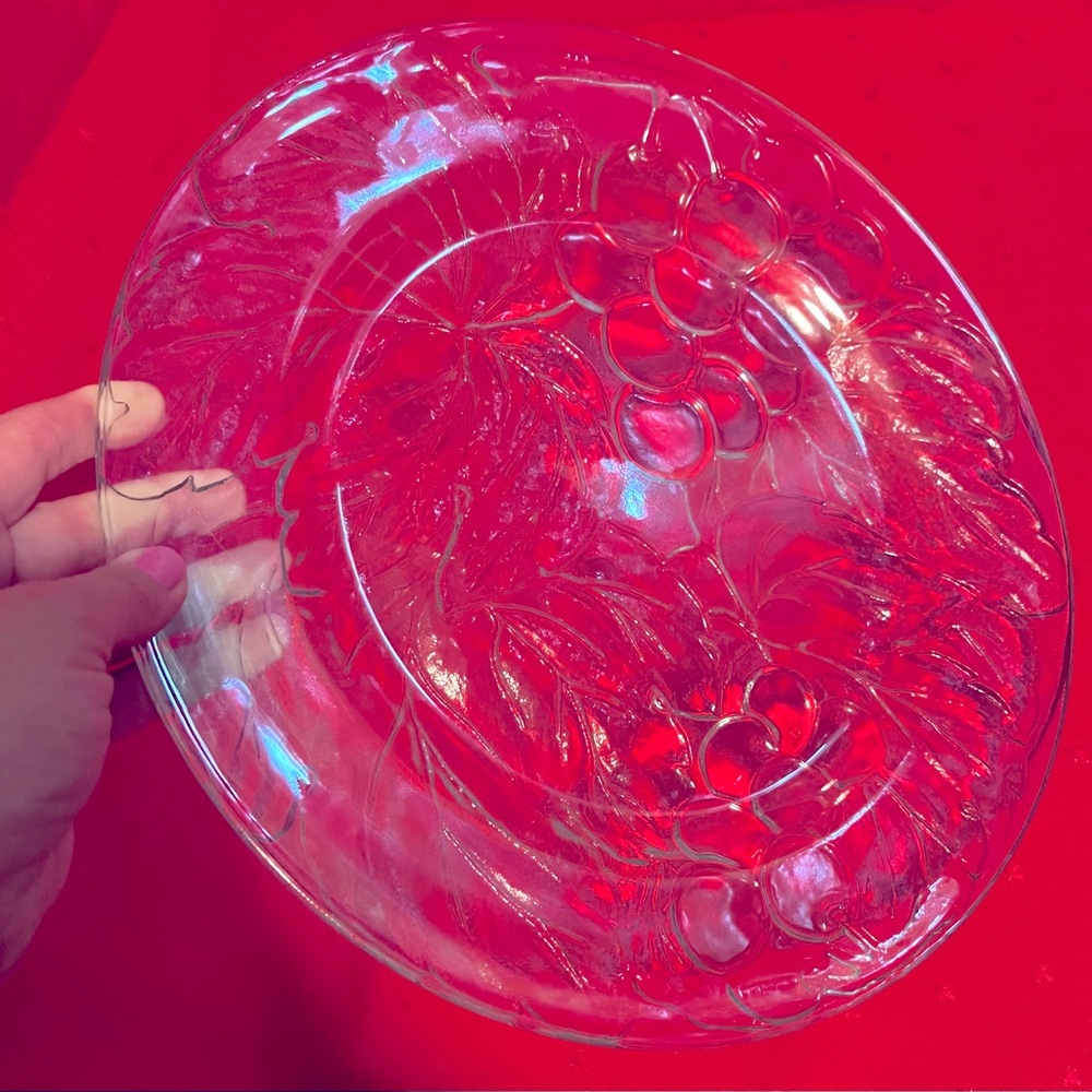 Mid Century KIG Vintage Clear Embossed Fruit Glass Salad Plate